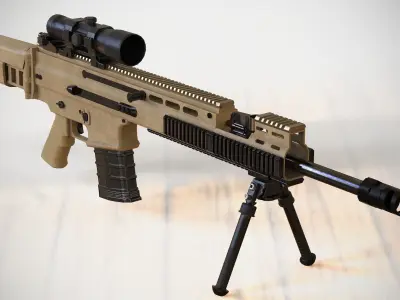 FN SCAR - H SV - Sniper Rifle - Highly Detailed - PBR Low-poly 3D model