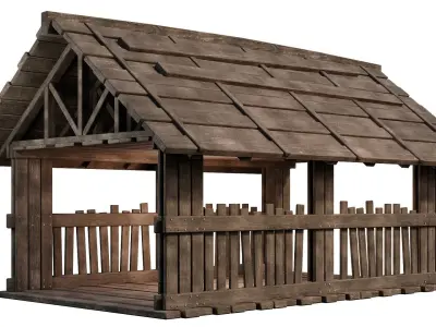 FREE Old Simple Wooden Shed Building 2K GameReady 001 Free low-poly 3D model