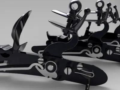 Flintlock mechanism 3 positions Free 3D model