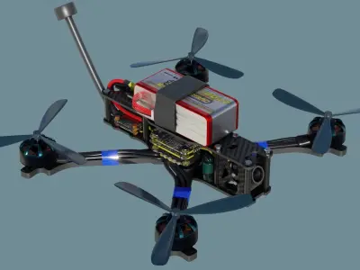 FPV Drone Source One V5 frame Low-poly 3D model