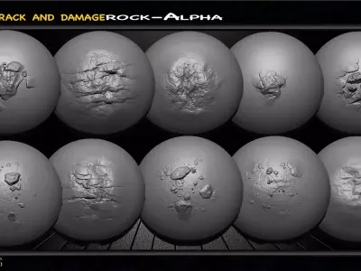 Crack Damage Rock Alpha pack Texture