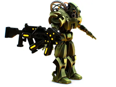 Military Drone with a Rifle Low-poly 3D model