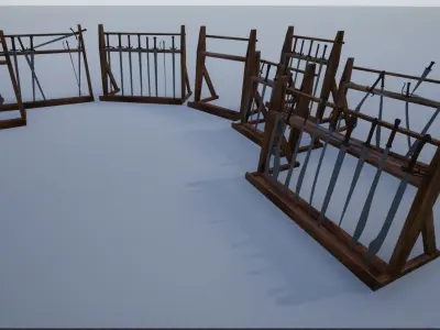 Lowpoly Sword Weapon Racks Low-poly 3D model