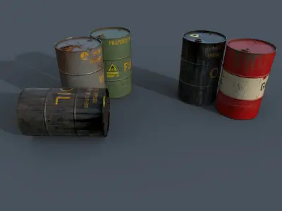 Metal Barrel oil gasoline fuel water Low-poly 3D model