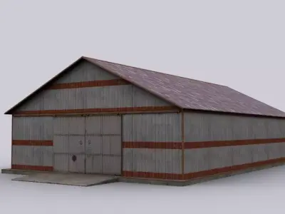 hangar old barn with roof Low-poly 3D model