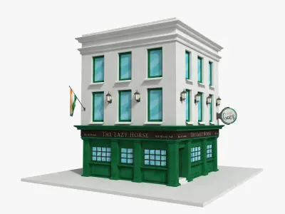 Irish pub building 3D model