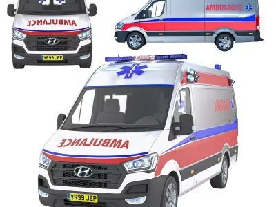 Hyundai Ambulance Low Poly Game Asset Low-poly 3D model