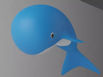 Cartoon Whale Low-poly 3D model