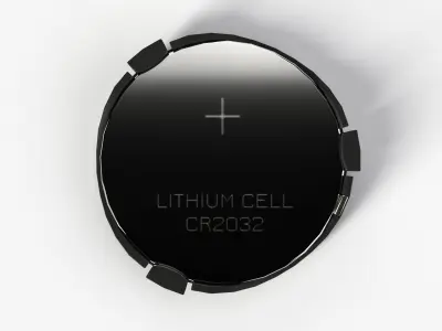 2K PBR Textured CR2032 Bios Battery and Socket 3D model