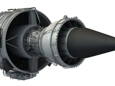 Fanjet Turbofan Engine 3D Model 3D model