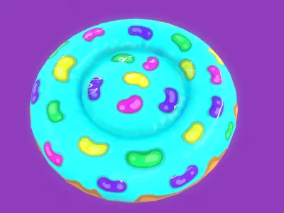 Stylized Blue Donut Pet Bed-Cartoon 3 D model-Dogs and Cats Free 3D model