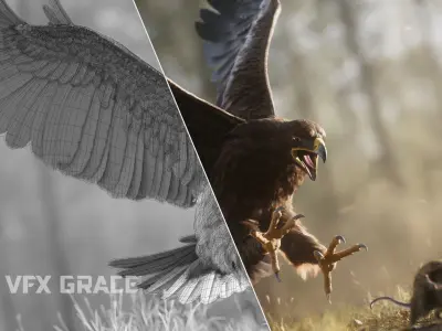 Aquila Nipalensis Animated VFX Grace 3D model