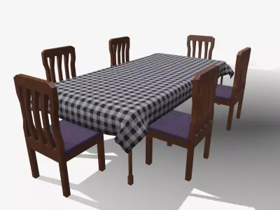 Dining Table and Chairs Free low-poly 3D model