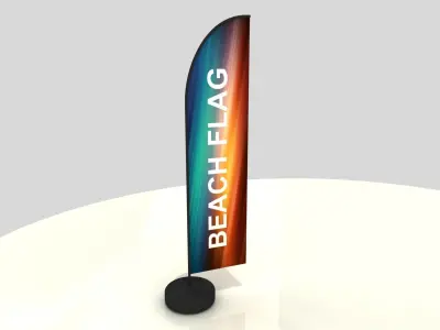 Beach Flag Roll up Banner Balloon Set 3D model