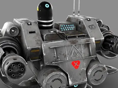 Sci-fi Turret Machinegun Low-poly 3D model