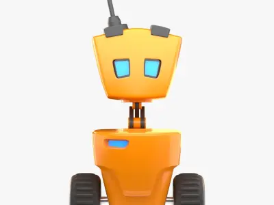 Cute Stylized Cartoon Robot Orange 3D model