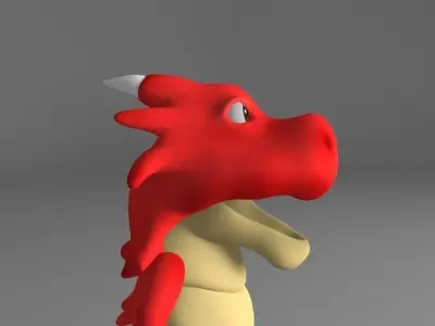 Cartoon red dragon Low-poly 3D model
