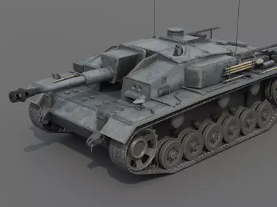 StuG III Ausf F Assault Gun Low-poly 3D model