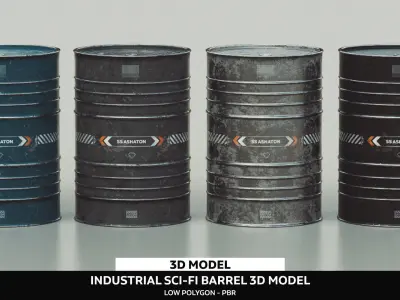 Industrial Barrel Low-poly 3D model