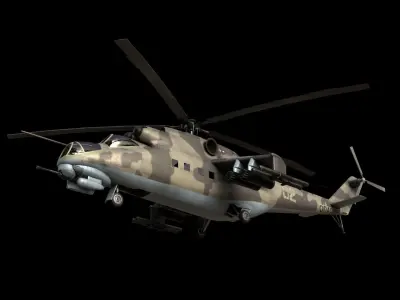   Mil Mi-24 Hind Attack Helicopter Low-poly 3D model