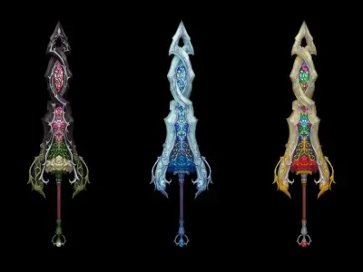Thorned Rose Greatsword Low-poly 3D model