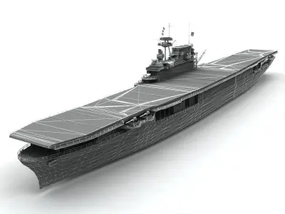 Military Aircraft Carrier Ship USS Yorktown CV10  Low-poly 3D model