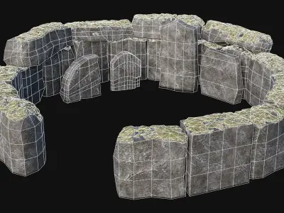 STONE CIRCLE ANCIENT MONUMENT STONE HENGE MEGALITH COLLECTION Low-poly 3D model