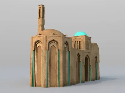 3 Level LOD ancient Eastern Building Low-poly 3D model