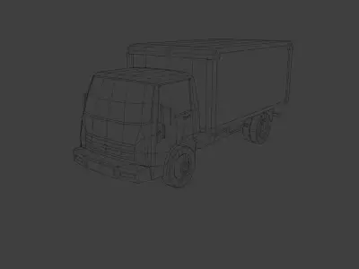 Low Poly Modern Generic Box Truck  Low-poly 3D model