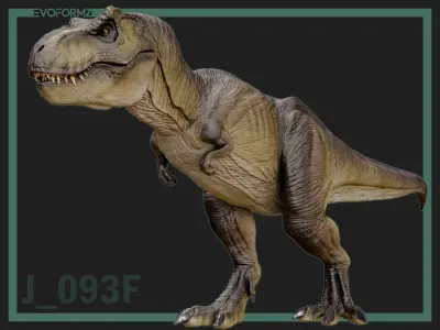 Tyrannosaurus Rex Jurassic Park High Poly 3D Model Blender Low-poly 3D model