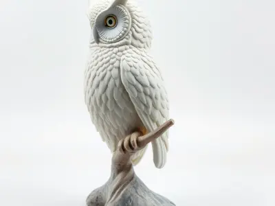 Snowy Owl Sculpture Model Pack Low-poly 3D model