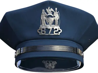 African American NYPD Police Officer Standing Pose Fur 3D model