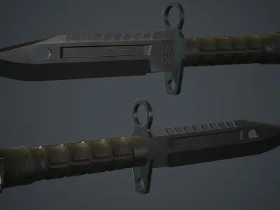 Black M9 Bayonet Knife PBR Game Ready Low-poly 3D model