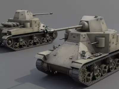 M2E2 Flamethrower Medium Tank Low-poly 3D model