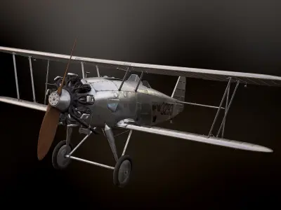 Plane J6B Jaktfalken Swedish air force 1929 Low-poly 3D model