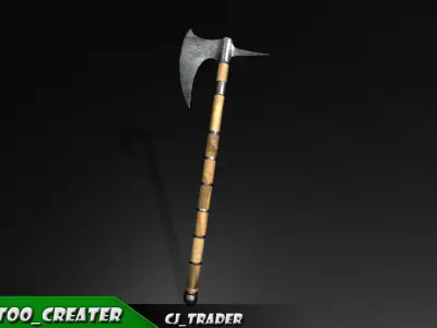 Modern War Axe Lowpoly 3d model Low-poly 3D model