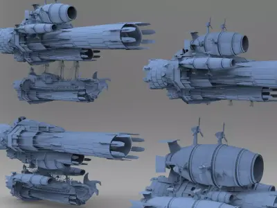 Sci fi Airship Space design City 6 designs 3D model