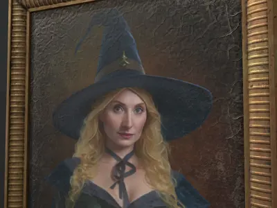 Old Portrait Painting of Witch Low-poly 3D model