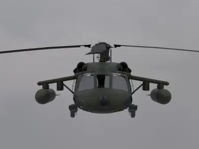 Black Hawk Helicopter with Full Interior Low-poly 3D model