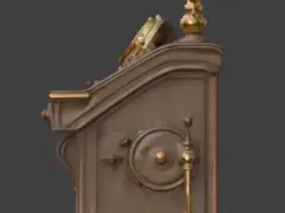 Stylized 3D Steampunk Control Console Low-poly 3D model