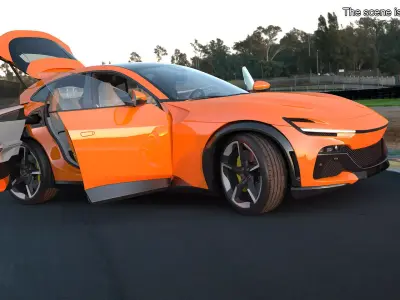 Sports Crossover Car Orange Rigged for Maya 3D model