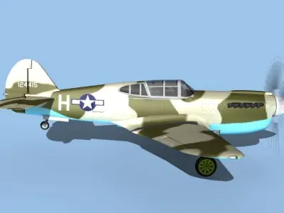 Curtiss P-40F Warhawk V05 USAAF 3D model