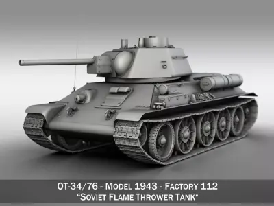 OT-34-76 - Model 1943 - Soviet Flame-Thrower Tank 3D model