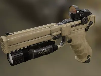 Luger P08 Desert Tacticool Low-poly 3D model