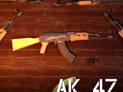 Ak-47 rifle Low-poly 3D model buy