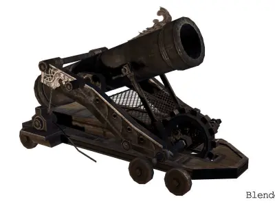 Lowpoly Cannon Low-poly 3D model