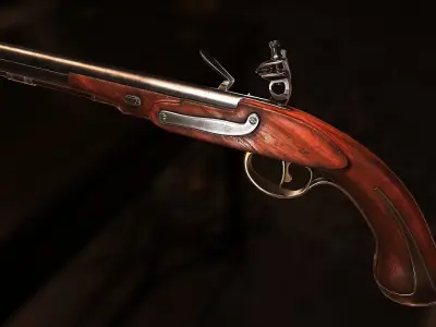 PBR Flintlock pistol Low-poly 3D model