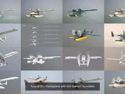 Accord-201 Floatsplane with four liveries 3D Model Collection