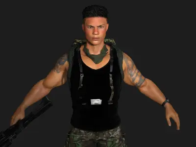 AAA 3D APOCALYPTIC- SURVIVAL- REALISTIC RIG GAME READY CHARACTER Low-poly 3D model