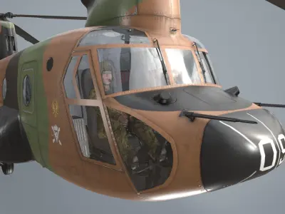 CH-47D Chinook Spanish Army Complex Animation Low-poly 3D model